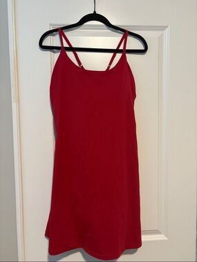 Womens Red Athletic Adjustable Dress with attached shorts & pockets size 2X
